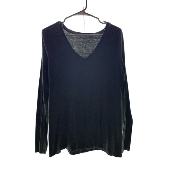 A New Day Gray Cotton Long Sleeve V-Neck Tee Large - Picture 1 of 2